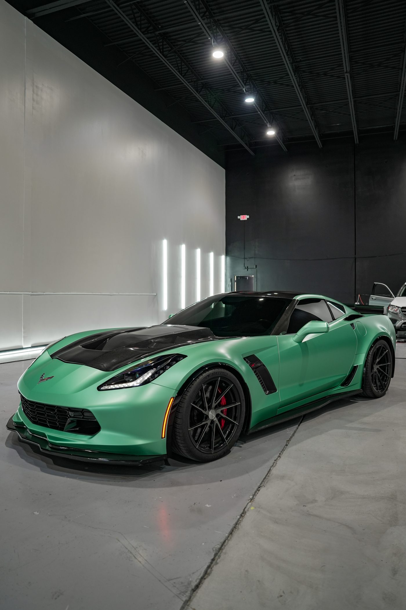 Green Corvette wrap — Ballers Automotive Toronto